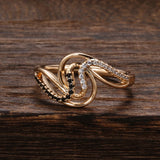 14 Karat Gold Filled Fashion Black AAA Zircon Diamonds Geometric Twine Hollow Line Rings