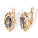 14 Karat Filled Gold Multicolour AAA Zircon Crystals Geometric Hollow Vintage Earrings