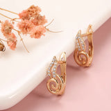 14K Gold Filled AAA Zircon Diamonds Spiral Conch Dangle Earrings