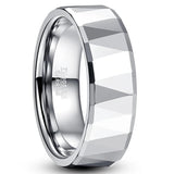 New Outer Surface Chamfered Batch Steel Colour Polished Tungsten Carbide Rings - Mens' Wedding Engagement Rings - The Jewellery Supermarket