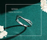 Geometric Line Top Quality Sterling Silver Clear AAAA Lab Created Diamond Ring