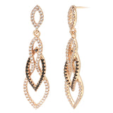 14K Gold Filled Black Zircon Vintage Splicing Long Drop Dark Series Elegant Earrings