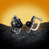 Black Hollow Pearl Fashion Enamel Handmade Epoxy Enamel 925 Silver Earrings