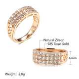 New Filled 14K Rose Gold Three Rows Micro-wax Inlay AAA+ Zircon Diamonds Hollow Trendy Rings - Fine Party Jewelry KIN