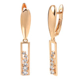 14K Rolled Gold  Flawless Smooth Hollow AAA White Zircon Diamonds  Long Drop Earrings