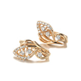 14K Rolled Gold Butterfly AAA Zircon Diamonds Symmetrical Wing Glossy Hollow Earrings