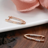 14K Gold Filled Long Clip Full Inlay AAA Zircon Diamonds Drop Elegant Hoop Earrings