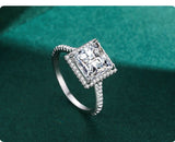 Fashion Luxury Princess Square Cut AAAA Lab Created Diamonds 925 Silver Rings