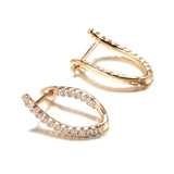 14K Gold Filled Clip Earrings Elegant Curve Long Drop Inlay AAA Zircon Diamonds Earrings