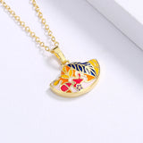 Exquisite 18KGP Handmade Enamel Leaf Shape Ethnic Style Colourful Necklace