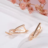14K Gold Filled Elegant Black White AAA Zircon Crystals Geometric Glossy Earrings