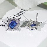 925 Silver Fashion Sun Flower Suit Dark Blue Zircon Three-Piece Sets For Women Wedding Party Engagement Jewelry Gift - The Jewellery Supermarket