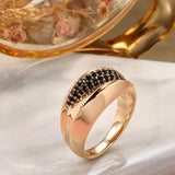 Luxury Geometric Cross 14K Filled Rose Gold AAA Black White Zircon Diamond Rings for Women - Fine Daily Jewellery