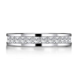 New Silver Full Eternity Princess Cut Simulated Diamond Engagement Wedding Ring