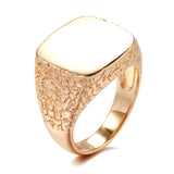 14 Karat Gold Filled Fashion Glossy Simple Square Punk Signet Rings for Men Women
