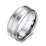 New Brushed Trendy 8mm Silver Colour Classic Design Tungsten Carbide Rings for Men - Wedding Party Jewellery