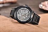 Popular Top Luxury Brand Leather Skeleton Hollow Clock Waterproof Men's Automatic Business Mechanical Watch - The Jewellery Supermarket