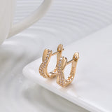 14K Rolled Gold AAA Zircon Diamonds Heart & Arrow Fashion Glossy Loops Wave Earrings