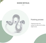 Open, Irregular Wave Design Dazzling AAAA Lab Created Diamonds Silver Ring