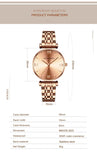 Luxury Elegant Fashion Round Dial Stainless Steel Ladie's Watch Japan Movement Quartz Rose Gold Plated Wristwatches