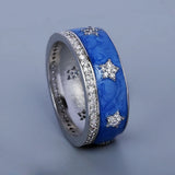 Blue Star AAA Zircon Diamonds Shape Fine Beauty Handmade Enamel Ring