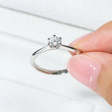 1CT 0.5CT 2CT 3CT VVS1 D Colour Moissanite Solitaire Wedding Engagement Silver Rings