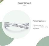 Geometric Line Top Quality Sterling Silver Clear AAAA Lab Created Diamond Ring