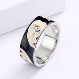 Creative Irregular Half Face Exaggerated Black,White Handmade Enamel Ring