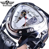 Top Brand Luxury Steampunk Fashion Triangle Golden Skeleton Movement Mysterious Automatic Mechanical Wrist Watches