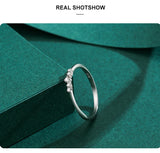 Delicate, Curved Silhouette AAAA Lab Created Diamond Charm Silver Stackable Ring