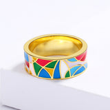 Exquisite 18K Gold Colour Irregular Epoxy Handmade Enamel Women's Ring