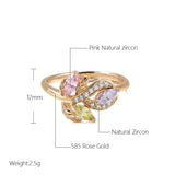 Awesome Crystal Flower ARolled 14K Rose Gold AA Colorful Zircon Crystal Ring - Fashion Fine Wedding Jewellery