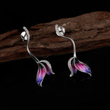New Handmade Enamel 925 Silver Colourful Mermaid Tail Long Tassel Earrings