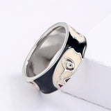 Creative Irregular Half Face Exaggerated Black,White Handmade Enamel Ring