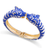 Unique Design Trendy Double Leopard Head Enamel Cuff Bracelet Statement Bangle for Women - Gold Plated Bracelet