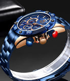 Superb Top Brand Luxury New Fashion Blue Sports Chronograph Waterproof Quartz Mens Watches - Ideal Gifts - The Jewellery Supermarket