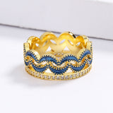 Classic Crown Handmade Enamel Three-layer AAA Zircon Exquisite 18KGP Ring