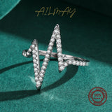 Heart Beat Design Silver Personality AAAA Lab Created Diamonds New Style Ring
