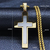 Catholic Cross Stainless Steel Jesus Christ Amulet Necklace - Gold Colour Chain Christian Necklaces Jewellery - The Jewellery Supermarket