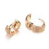 14K Filled Gold Gold Micro AAA Zircon Diamonds Middle Vintage Hoop Fashion Earrings