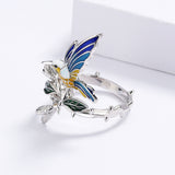 New Hummingbird Design AAA Zircon Epoxy Creative Bird Handmade Enamel Ring