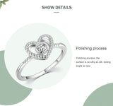 Top Quality Silver Sparkling AAAA Lab Created Diamond Elegant Heart Ring