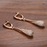 New Arrival Fashion Rolled 14K Rose Gold AAA Zircon Crystals Long Tassel Dangle Earrings - Unusual Fine Jewellery