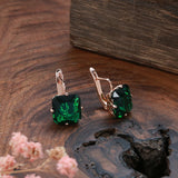 14K Filled Gold Square Large AAA Green White Blue Zircon Earrings Fashion Earrings