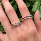 14K Rolled Gold Double White AAA Zircon Diamonds Match Black Stone Sparkling Luxury Rings