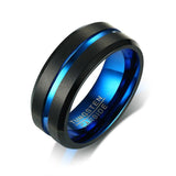 New Arrival 8mm Stylish Thin Line Style Tungsten Carbide Rings for Men - Popular Wedding Rings - The Jewellery Supermarket