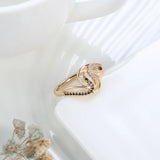 14 Karat Gold Filled Fashion Black AAA Zircon Diamonds Geometric Twine Hollow Line Rings
