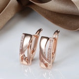 14K Gold Filled Geometric Square Smooth Metal AAA Zircon Diamonds Vintage Earrings