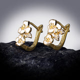 Fashion Elegant Handmade Enamel White Golden Flower Earrings