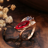 14K Rolled Gold New Geometric Flawless Slope Marquise Cut Multi AAA Zircon Crystal Rings